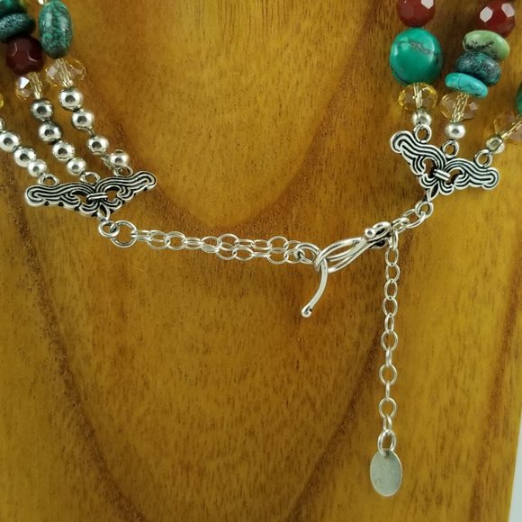Genuine Turquoise Twisted 3-Strand Necklace - Picture 5 of 5
